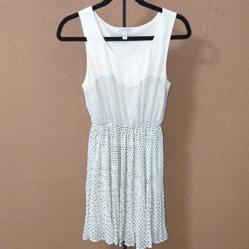 Lark & Wolff Cream and Black Polka Dot Mini Dress Size Small